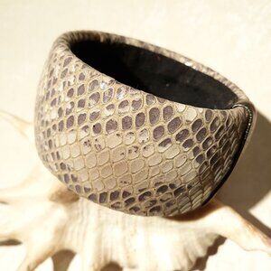 Natasha Womens Snake Skin Bracelet Taupe Grey Bangle